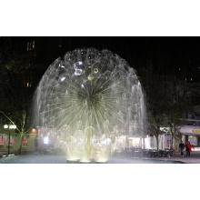 Aço inoxidável dandlion esfera escultura fonte com luz LED